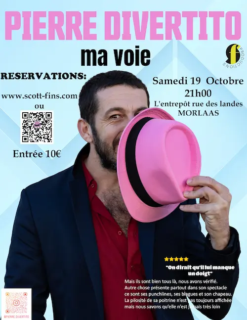 "Ma Voie" le one man show de Pierre Divertito arrive à Pau Samedi 19 Octobre 2024 21h00, à l'entrpot rue des landes 64160 MORLAAS