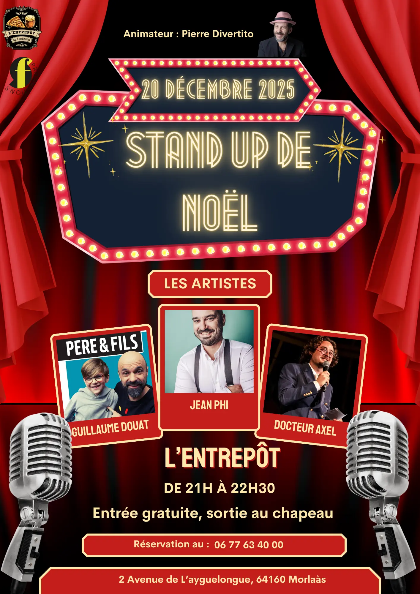 Plateau d humour à l'entrepôt à Morlaas. Spécial noël ! 2025 3 humoristes et des surprises